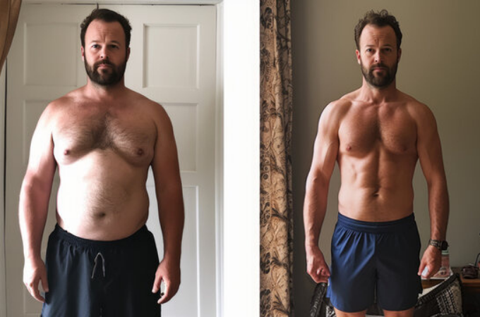 man before and after